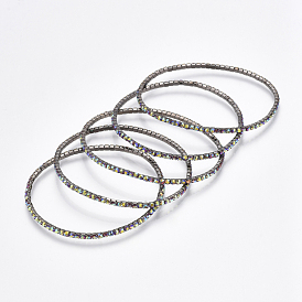 Bracelets en laiton chaîne extensible, avec strass, de couleur plaquée ab 