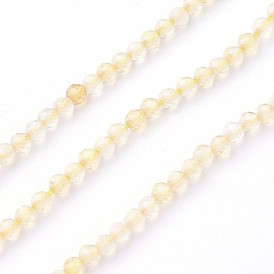 Citrine naturelle chapelets de perles, facette, ronde