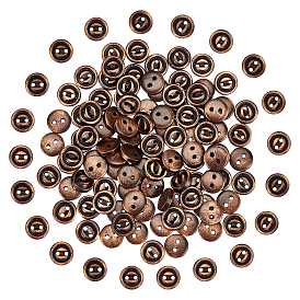 ARRICRAFT 100 Pcs 2-Hole Natural Wooden Buttons, for Sewing Crafting, Flat Round with Fish Eye