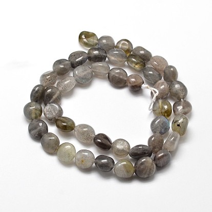 Natural Labradorite Nuggets Beads Strands, Tumbled Stone, 4~8x6~9x5~7mm, Hole: 1mm, about 15.3 inch ~15.7 inch