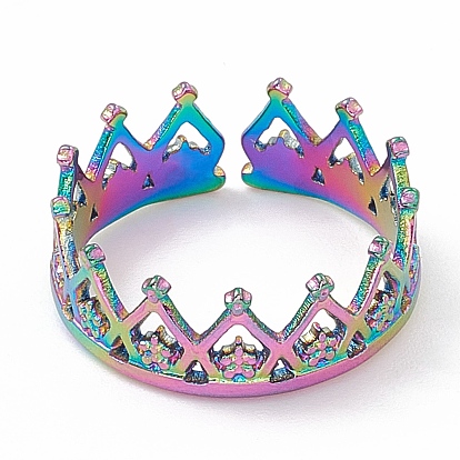 304 anillos de puño abierto con corona de acero inoxidable para mujer
