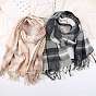 Длинный клетчатый шарф унисекс из полиэстера с имитацией кашемира и кисточками, зима/осень теплые большие мягкие шали в шотландскую клетку