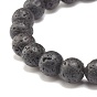 Natural Lava Rock Round Beaded Stretch Bracelet with Hamsa Hand, Essential Oil Gemstone Jewelry for Women