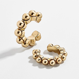 Clips d'oreilles géométriques en perles en forme de C pour femmes - boucles d'oreilles élégantes en alliage