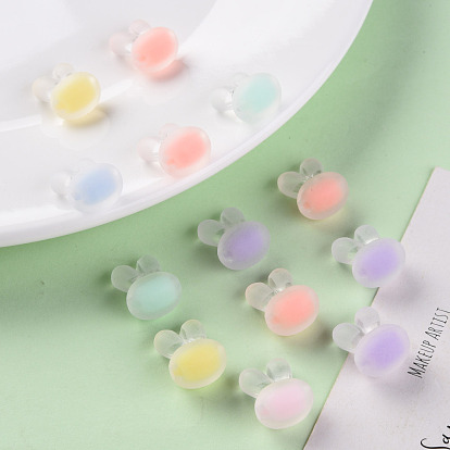 Perles acryliques transparentes, givré, Perle en bourrelet, tête de lapin