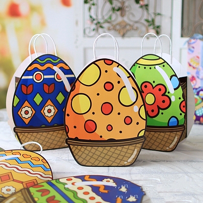 Easter Egg Shaped Paper Candy Packaging Bags with Handle