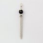 Perle en verre pendentif pompon décorations, avec des chaînes de fer, laiton perles de strass et de langoustine d'alliage fermoirs griffe, 90~95mm