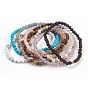 Natural/Synthetic Gemstone Stretch Bracelets Sets, with 925 Sterling Silver Spacer Beads, Round