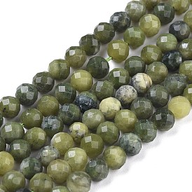 Natural Canadian Jade Beads Strands, Round, Faceted(64 Facets)