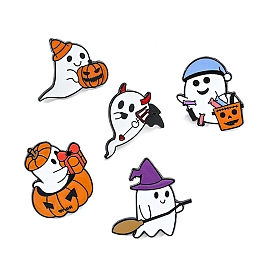 Halloween Theme Alloy Enamel Brooch, Ghost with Pumpkin/Candy/Hat Pin for Backpack Clothes