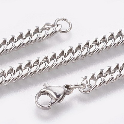 Ion Plating(IP) 304 Stainless Steel Curb Chain Bracelets, with Lobster Claw Clasps