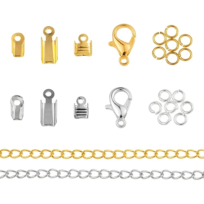 DIY Jewelry Making Finding Kits, Including Iron Folding Crimp Ends & Jump Rings & Twisted Chains, Zinc Alloy Lobster Claw Clasps