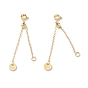 Brass Cable Chain Extenders with Flat Round Charm, Spring Clasp, Slider Adjuster