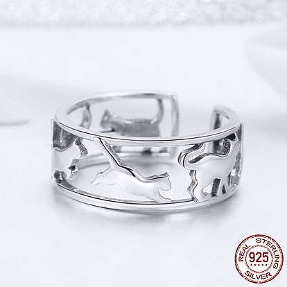 925 серебряные манжеты, открытые кольца, с печатью 925, кошка