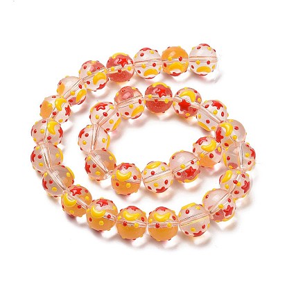 Handmade Glass Enamel Beads Strands, Round