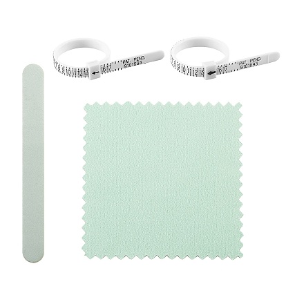 Ring Size US Official American Finger Measure, with Double-sided Sponge Polish Strip File and Silver Polishing Cloth