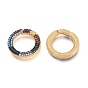 Brass Micro Pave Cubic Zirconia Spring Gate Rings, O Rings, Golden