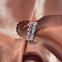 925 anillo de dedo de plata de ley con pavé de circonita cúbica, anillos apilables para mujer, corazón, Platino verdadero plateado