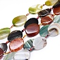 Natural Banded Agate/Striped Agate Beads Strands, Dyed & Heated, Twisted Oval