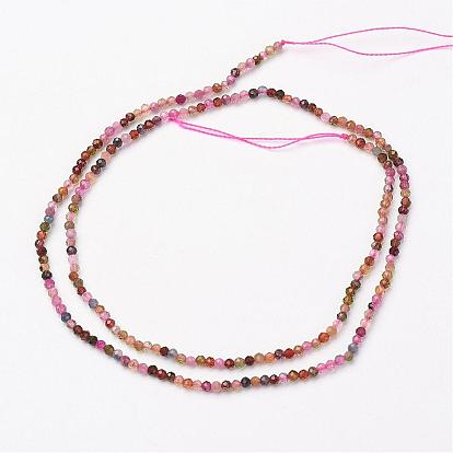 Natural Tourmaline Bead Strands, Faceted, Round