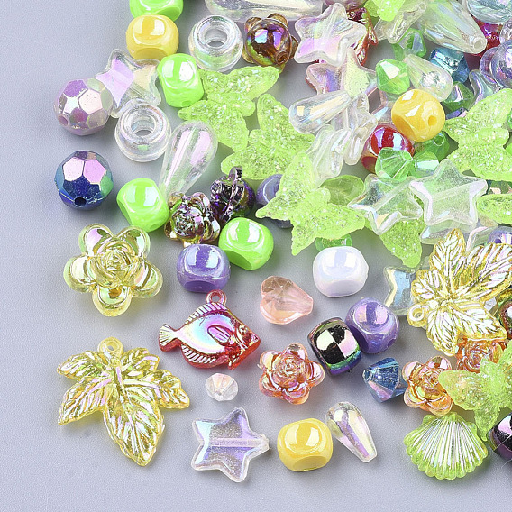 Perles acryliques et pendentifs, formes mixtes
