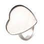 304 fornituras de anillos de dedo de acero inoxidable, configuración del anillo de la copa del bisel, corazón