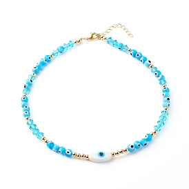 Ensemble de colliers de perles, avec perles au chalumeau & perles de verre, chaîne et perles en laiton, 304 accessoires en acier inoxydable