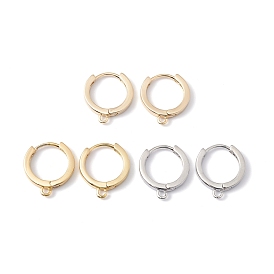 Rack Plating Brass Hoop Earring Findings, with Horizontal Loops, Long-Lasting Plated, Cadmium Free & Lead Free
