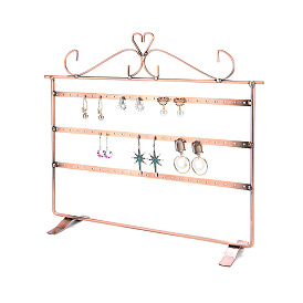 Triple Levels Rectangle Iron Earring Display Stand, Jewelry Display Rack