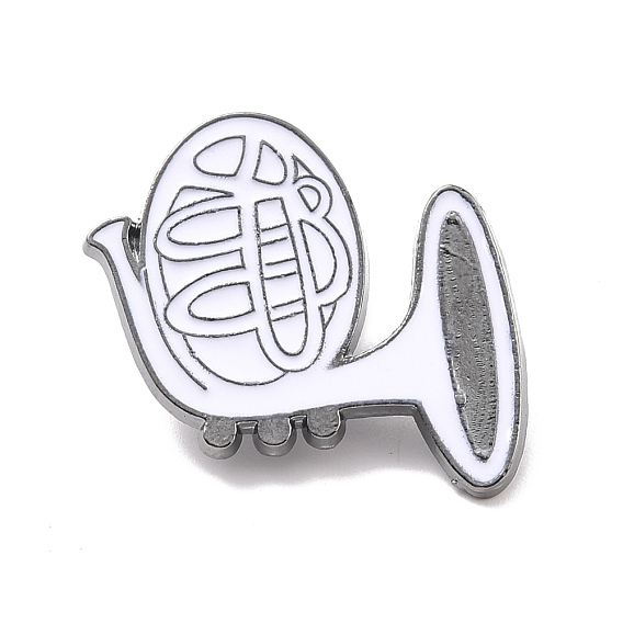 French Horn Enamel Pin, Musical Instruments Alloy Badge for Backpack Clothes, Gunmetal