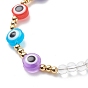 Bracelet et collier en perles de mauvais œil en cristal de quartz naturel et résine, 304 ensemble de bijoux croix en acier inoxydable pour femmes