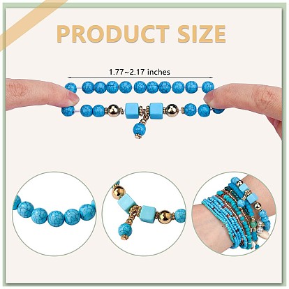 11Pcs Boho Seed Beads Stretch Bracelets Set, Multilayered Stackable Bracelets, Colorful Shell Beaded Charm Surfer Bracelets for Women