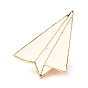 Alloy Enamel Brooches, Enamel Pin, with Butterfly Clutches, Paper Plane, Light Gold