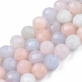 Natural Morganite Beads Strands, Faceted, Round