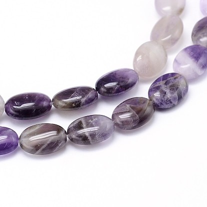 Natural Amethyst Flat Oval Bead Strands, 14x10x6mm, Hole: 1mm, about 29pcs/strand, 15.7 inch