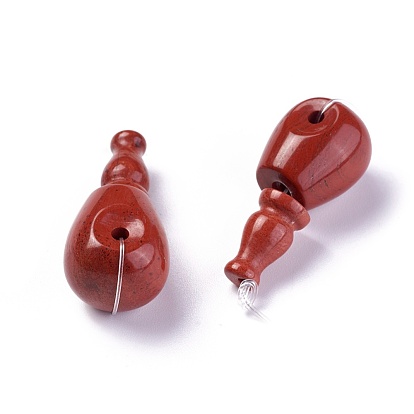 Natural Red Jasper 3 Hole Guru Beads, T-Drilled Beads, for Buddhist Jewelry Making, Grade A