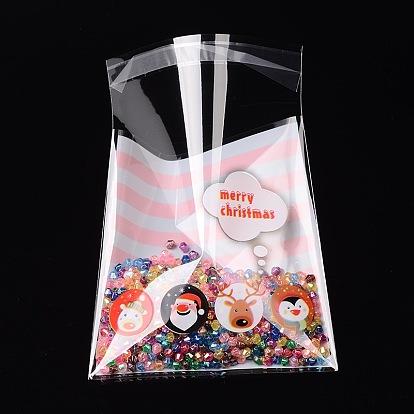 Rectangle OPP Cellophane Bags for Christmas, with Cartoon Pattern, 14x9.9cm, Bilateral Thickness: 0.07mm, about 95~100pcs/bag