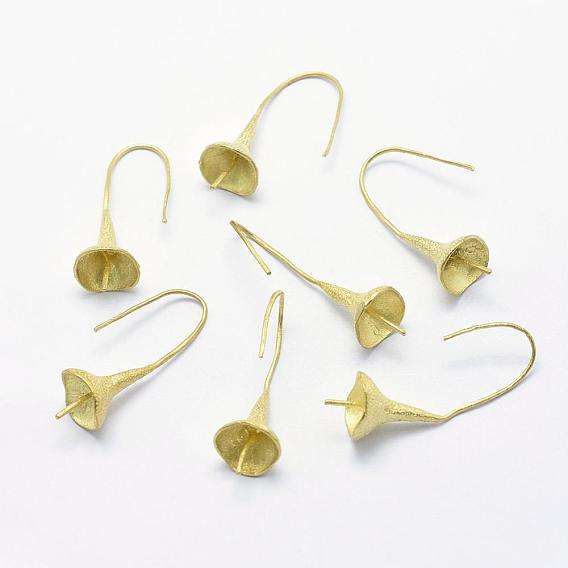 Brass Earring Hooks, Lead Free & Cadmium Free & Nickel Free, Flower