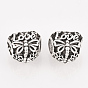 Alloy European Beads, Large Hole Beads, Hollow, Heart with Dragonfly