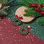 Glass Pearl Braided Christmas Wreath Dangle Stud Earrings, Brass Wire Wrap Drop Earrings for Women