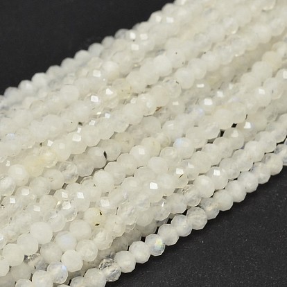 Faceted Round Natural Rainbow Moonstone Bead Strands