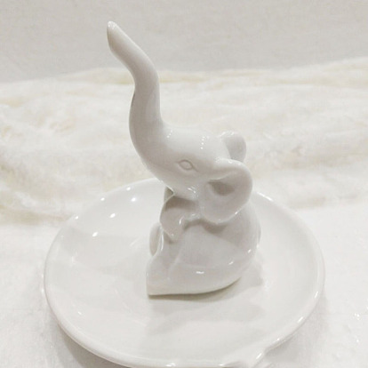 Porcelain Elephant Jewelry Holder Tray, for Holding Small Jewelries, Rings, Necklaces, Earrings, Bracelets, Trinket, for Women Girls Birthday Gift
