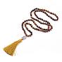 Tassel Pendant Necklaces, with Gemstone Beads, Buddha Head