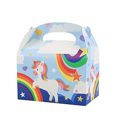 Folding Cardboard Paper Box, Food Packaging Box, Rectangle Unicorn Pattern
