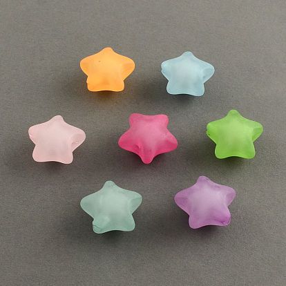 Frosted Acrylic Beads, Bead in Bead, Star, 20x20x12mm, Hole: 3mm, about 285pcs/500g