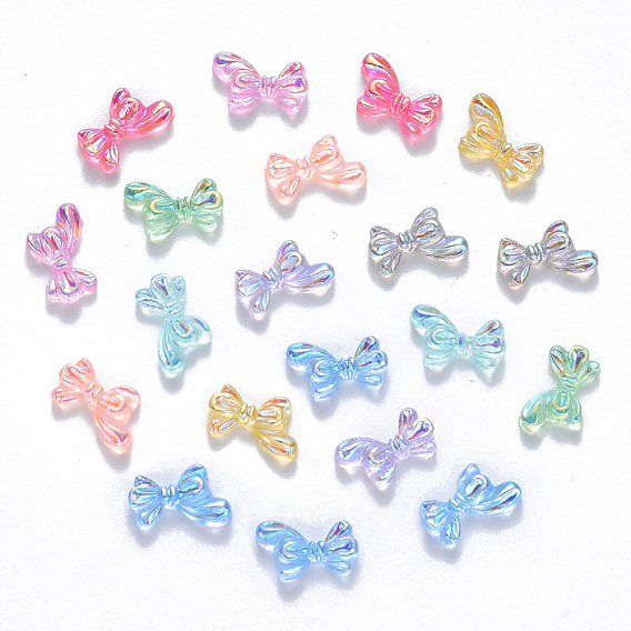 Resin Cabochons, Nail Art Decoration Accessories, AB Color Plated, Bowknot