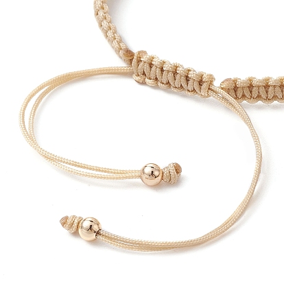 Brass & Natural Pearl Braided Bead Bracelets, Adjustable Bracelet