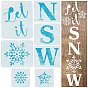 Gorgecraft PET Hollow Painting Silhouette Stencil, DIY Drawing Template Graffiti Stencils, Square with Snowflake and Letter Pattern