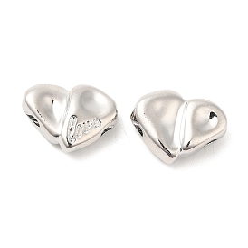 Alloy Slide Charms, Heart with word LOVE