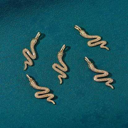 5 colgantes de circonita cúbica micro pavé de latón, serpiente